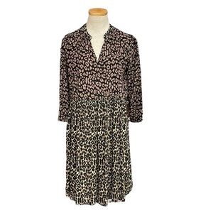Maeve Anthropologie V-Neck Dress Leopard Print Brown Black Size X Small XS